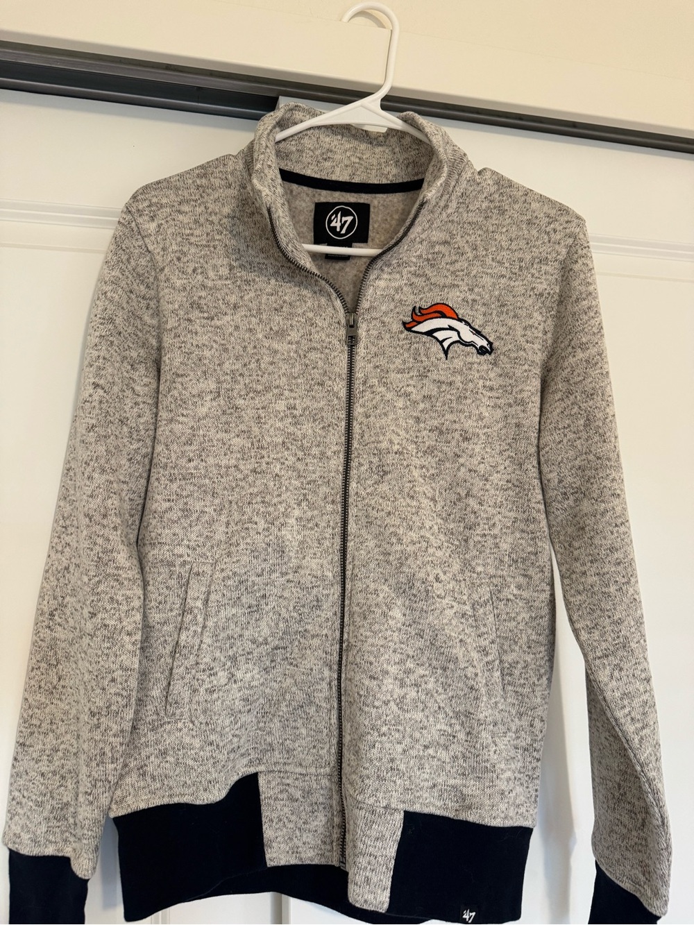 NEW Denver Broncos Women’s Sweater Jacket in Heather Gray size Medium